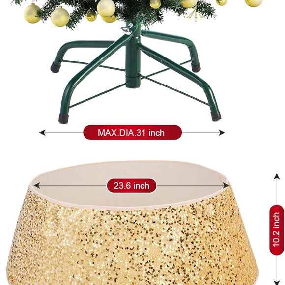 31.5 Inch Foldable Gold Christmas Tree Ring X004AZHGF9 - Picture 3 of 7